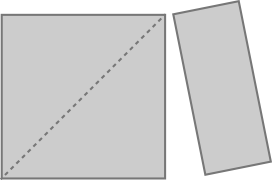 イラスト：新聞紙を三角に折り正方形に切る。